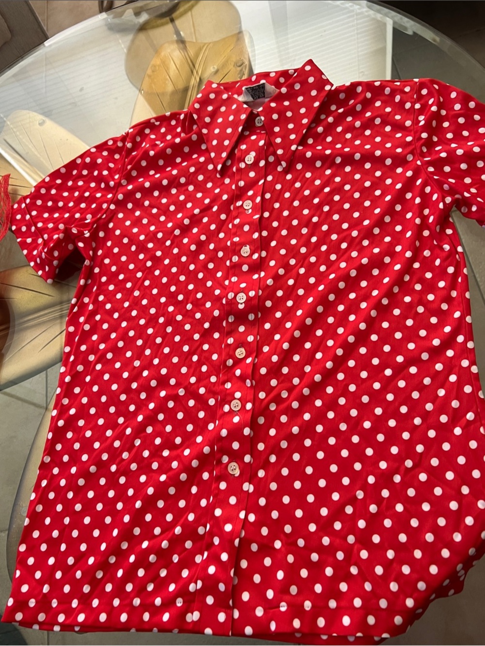 Spiegel Red Polka Dot Button-Up Blouse